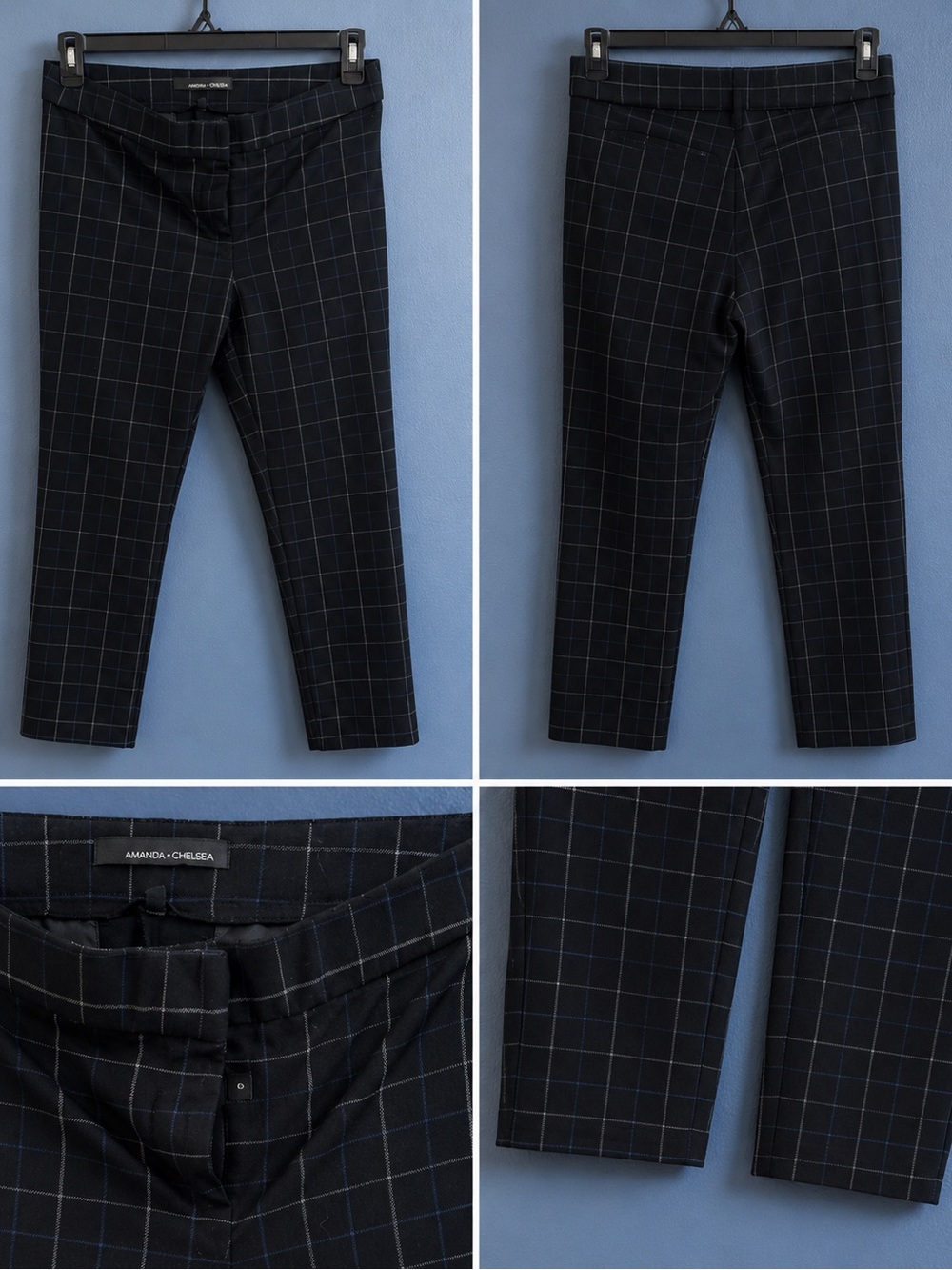 Amanda + Chelsea Windowpane Plaid Dress Pants Black Size 6
